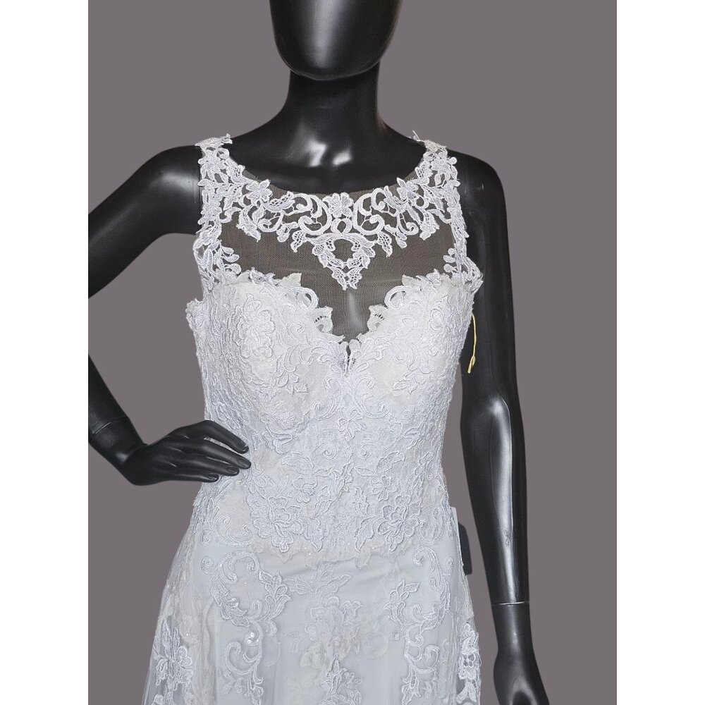 White Lace Illusion Bodice Open Back Wedding Gown - Morilee Madeline Gardner - Picture 4 of 12